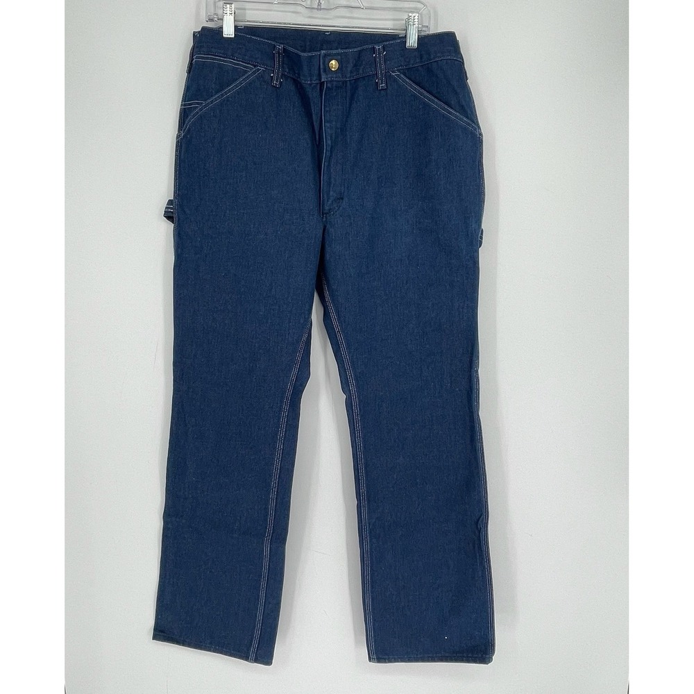Toughskins Men's Vintage Blue Straight Carpenter Utility Work Pants Size 34x32